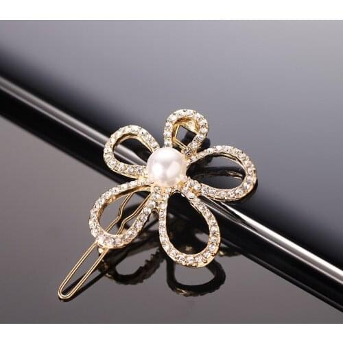 Vintage Imitation Pearl Hairpins For Women Girls Gifts Gold Color Hair Clips Crystal Rhinestones Hair Accessories Jewelry
