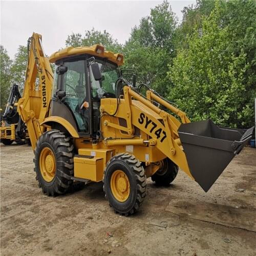 SY747 Excavator Backhoe Loader Four Wheeled Excavation Loading Bucket