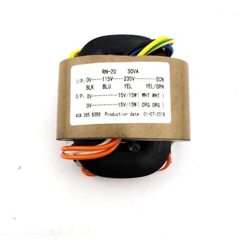 Transformador de corrente R type power transformer 0-115V-230V 30W 15V+15V R cattle audio transformer copper wire transformador