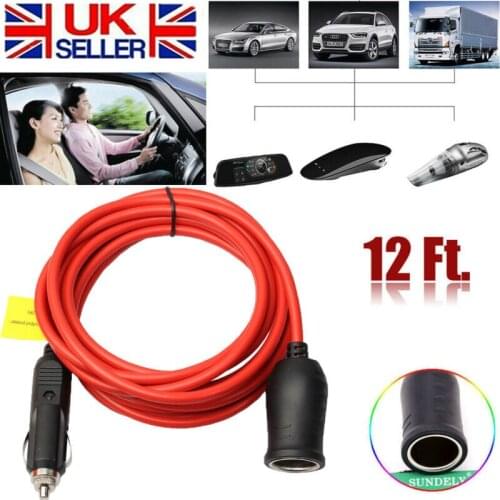 6inch 12V Car Cigarette Lighter Extension Cable Car Cigarette Lighter Male and Female Socket Extension Cord Cable Adapter