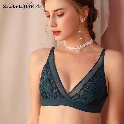 Xianqifen ultra thin transparent sexy lace bras for women small size bralette wireless beauty back brassiere girl top bh 34 36 A