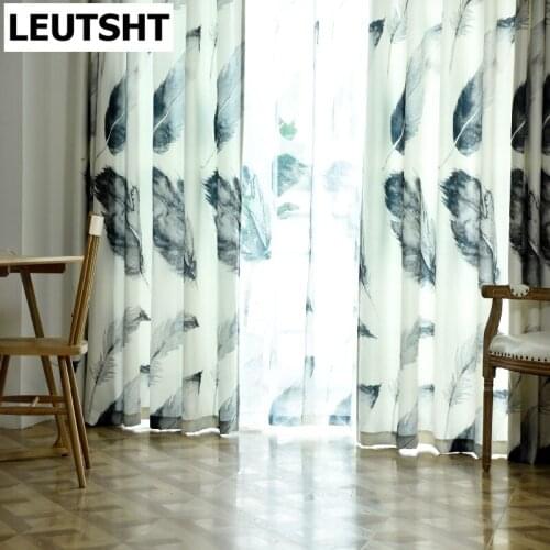Modern Curtains for Living Dining Room Bedroom Nordic Style Feather Curtain Modern Tulle Finished Product Customization