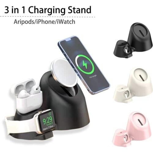 3 in 1 Charging Stand for iWatch, Charging Holder Station for MagSafe iPhone Series, Charging Station Compatible with AriPods