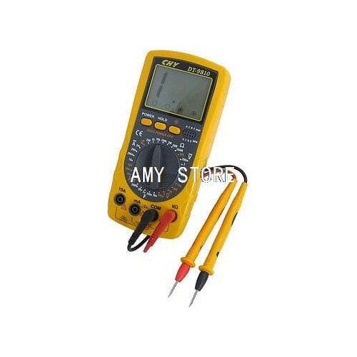 Yellow Gray 200mV-700V AC Voltage Ohm Resistance Meter Multimeter w 2 Test Lead DT9810