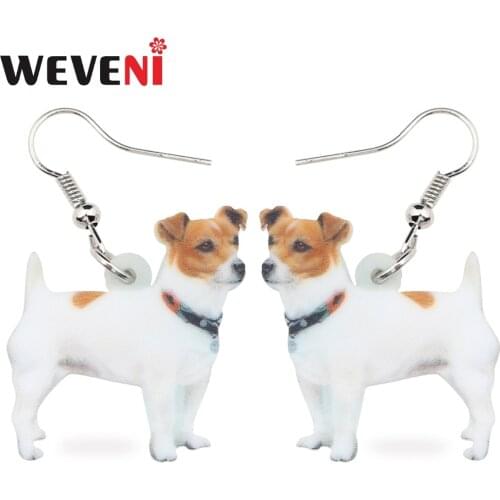 WEVENI Statement Acrylic Jack Russell Dog Earrings Drop Big Long Dangle Animal Jewelry For Girls Women Ladies Cheap Accessories