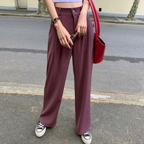 2021 Wide Leg Pants Women New Arrival Loose Streetwear Korean Style Fashion Black High Waist Trousers Femme Pantalon with Pocket
