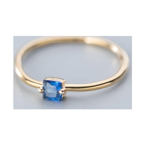 MloveAcc Golden Finger Ring for Women Wedding Sterling Silver 925 Blue Cubic Zirconia Adjustable Rings Free Size