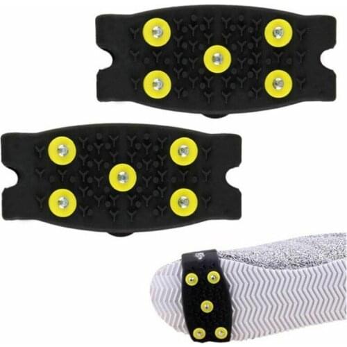 1 pair 5-Stud Snow Ice claw Climbing Anti Slip Spikes Grips Crampon Cleats Shoes Cover for women men Boots Cover size 35-43
