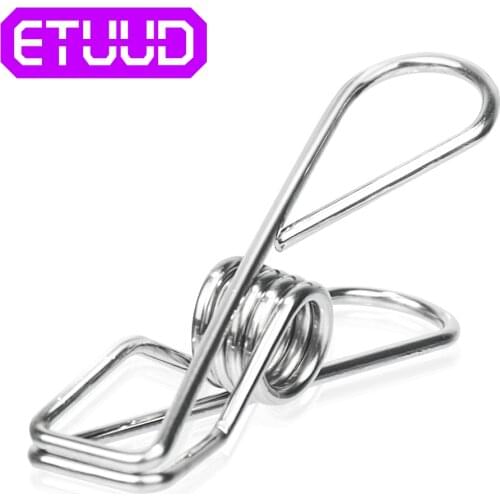 ETUUD 10/20/40PCS S/L Silver Stainless Steel Clips Washing Line Clothes Pegs Hang Pins Metal Wire Clips Clamp