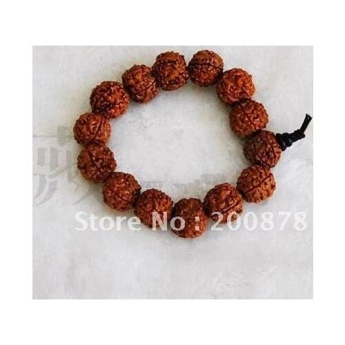 10PCS 20mm Natural Rudraksha Bodhi Beads Bracelet for Big Man Tibetan Buddhist Hand Malas