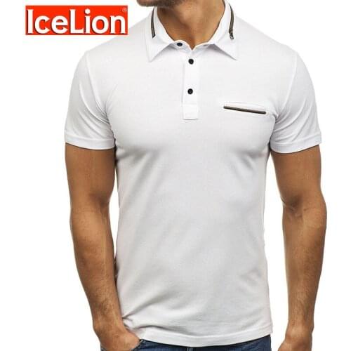 IceLion 2021 New Summer Button Zipper TShirt Men Camisetas Hombre Short Sleeve Turn-down Collar Tshirt Fashion Mens T- Shirts