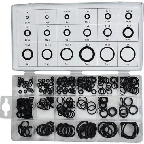 225 pcs O Rubber Ring O Ring Washer Seals Watertightness Assortment Different Size With Plactic Box Kit Set