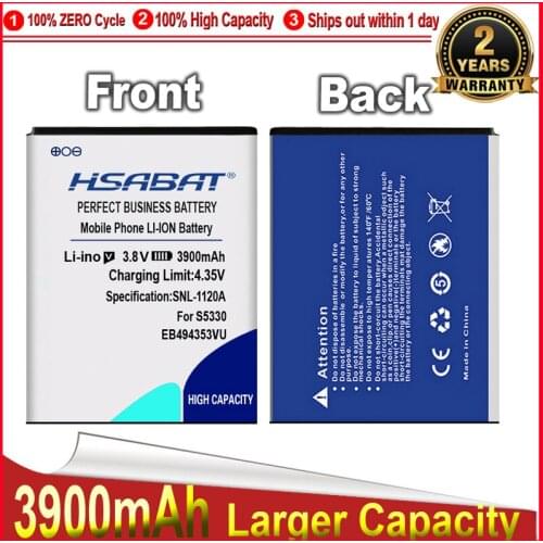 HSABAT 3800mAh EB494353VU Phone Battery for Samsung Galaxy Mini S5750E S7230E i559 S5232 C6712 S5750 i5510 S5070 S5330 S5570
