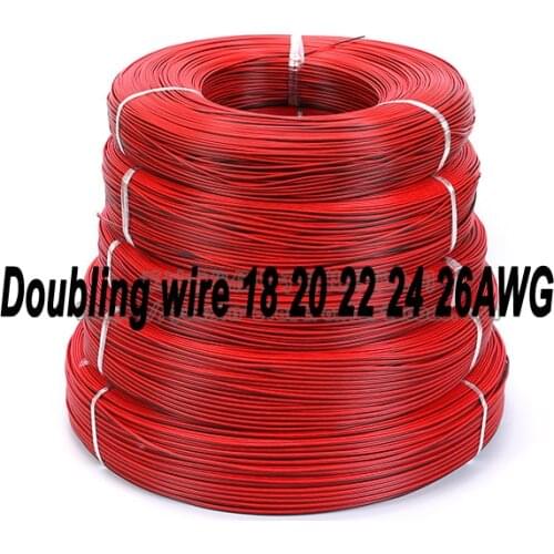 Free shipping 100M UL2468 doubling wire 18AWG 20AWG 22AWG 24AWG 26AWG Black&Red Tinned copper wire solder cable