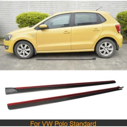 Carbon Fiber Car Side Skirts for Volkswagen VW POLO Standard Hatchback 4 Door Only 14-16 Non GTI R Car Side Lip Chin Spoiler