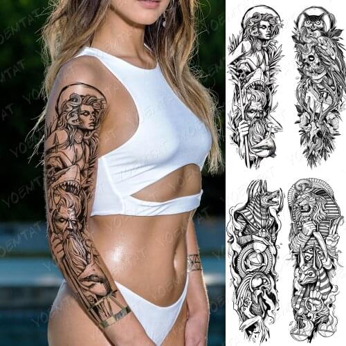 Large Arm Sleeve Tattoo Snake Medusa Waterproof Temporary Tatto Sticker Poseidon Shark Aquaman Trident Body Art Full Fake Tatoo
