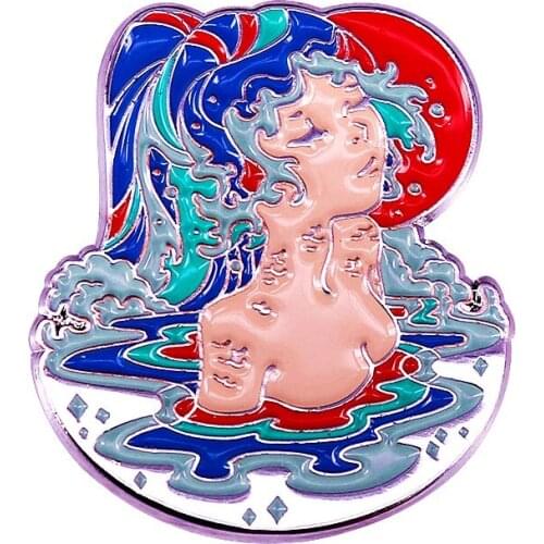 HOSENG Blue Metal Brooch Woman Man Lapel Shirt Enamel Jewelry Girl Pin Birthday Christmas Gift HS_216