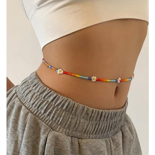 Beaded sexy waist belly chain body jewelry bikini chains belt harness woman bijoux beach accessories