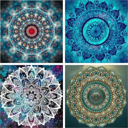 EverShine Diamond Mosaic Full Square Mandala Picture Rhinestones Diamond Painting Flower Cross Stitch Bead Embroidery Wall Art