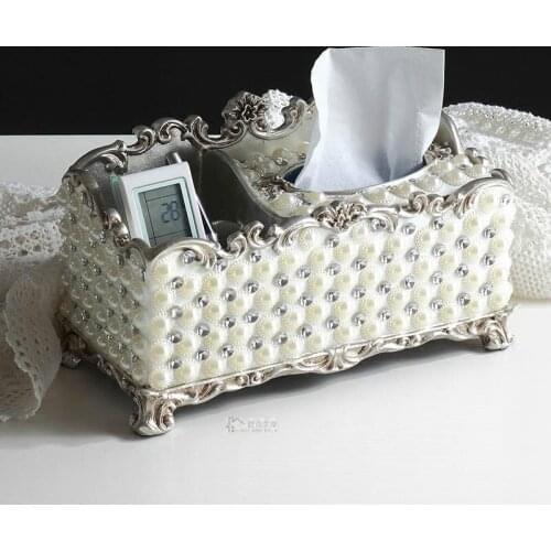 European Top-grade Resin Multi-function Tissue Box Smoke Box Sitting Room Desktop Phone Tissue Boxes Creative Set
