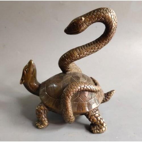 China brass snake Entangled turtle crafts statue