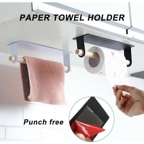 Adhesive Kitchen Roll Paper Holder Under Cabinet Stainless Steel Paper Towel Holder For Kitchen Bathroom No Drilling