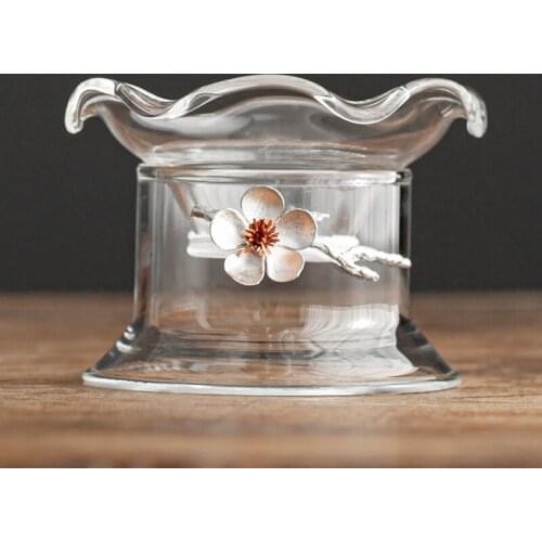 Beauty Tea Strainer Transparent Heat Resistant Glass Silver Flower Decor Filter Screen Kung Fu Teaware Accessories Coffee Filter