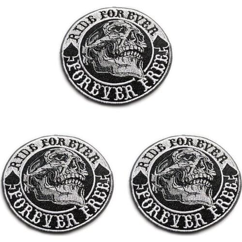 9 cm Round Skull Embroidered Applique Sewing Iron On Badge Clothes Garment Apparel Accessories