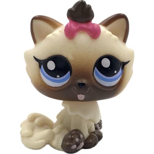 LPS CAT Rare animal pet shop toys HIMALAYAN cat #2545 With a cute pink bow kitty present for boys and gifts