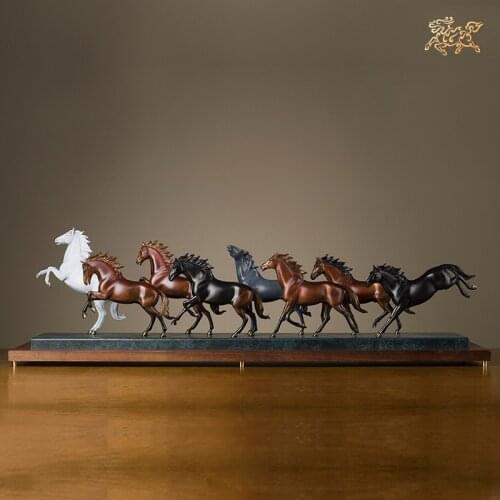 Huge large 2021 TOP art Collection WORK Auspicious GOOD LUCK Success 8 HORSES Home company Ornament ART bronze Sculpture statue