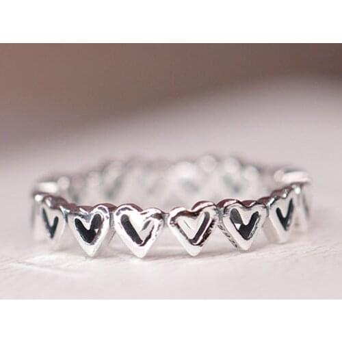 Original 925 Sterling Silver Ring Freehand Love Hearts Rings For Women Fine DIY Pandora Jewelry