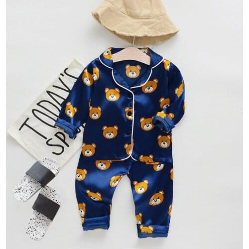 Autumn Infant Baby Boys Girls Long-Sleeved Pajamas Bear Suit Korean Home Service Comfortable Cute Pajamas 2pcs Set Kid Clothes