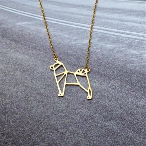 Unique cute Origami Shiba Inu dog animal pet Pendant Choker Necklace for women delicate Christmas fashion gift Jewelry