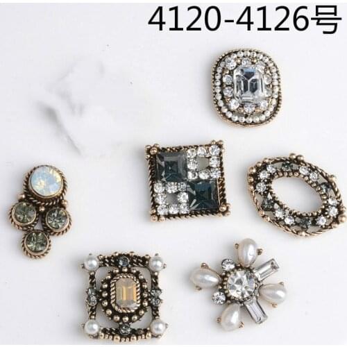 50PCS Hot Selling Crystal Flower Charms Alloy Pendant For Bracelet DIY Fashion Jewelry Accessories