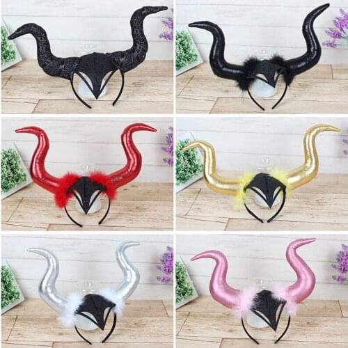 28x11cm Halloween Devil Horns Headband Ghost Festival Halloween Holiday Home Party Decoration Gift for Children Treat or Trick