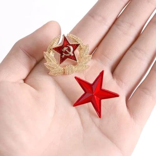 Retro Soviet Communist Brooch Red Star Hammer Sickle Enamel Pins for Women Men Lapel Pin Hat Icon Badges Metal Jewelry Gift