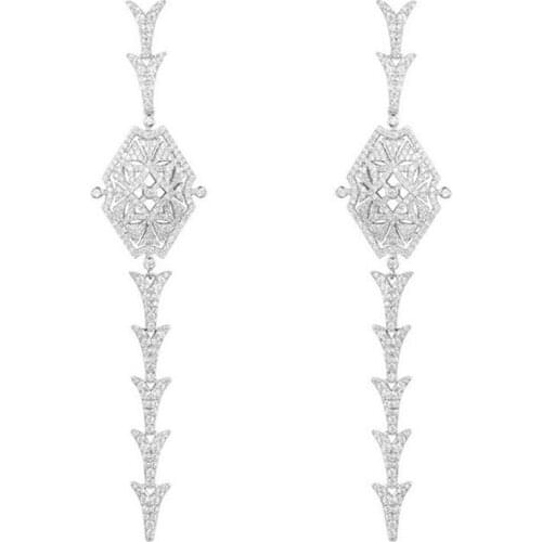 SLJELY 925 Sterling Silver Full Micro Inlaid Cubic Zirconia Stones Floral Dragon Tail Drop Earrings Luxury Brand Design Jewelry