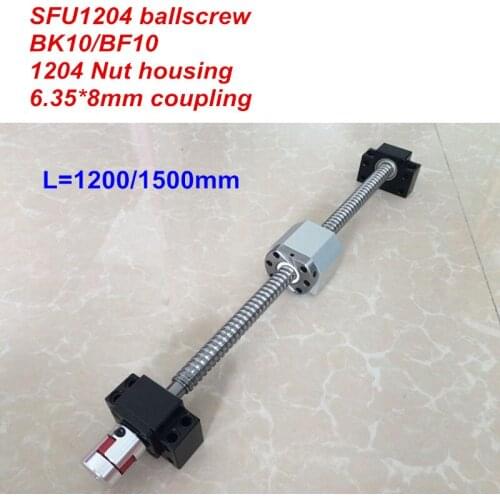 SFU1204 - 1200mm 1500mm ballscrew + BK10/BF10 + Nut housing + 6.35*8mm Coupler RM1204