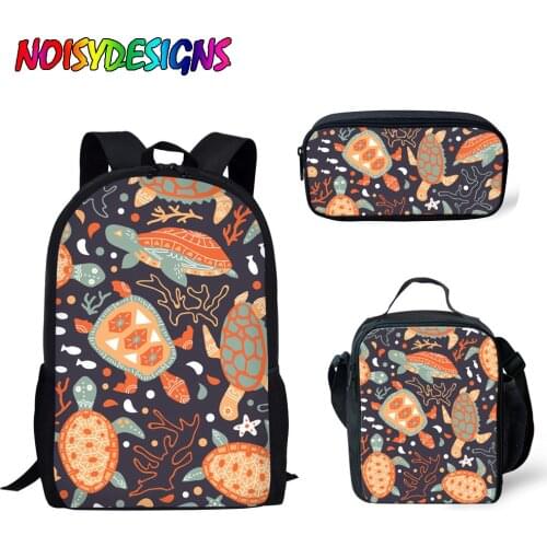 NOISYDESIGNS School Bags for Teenager Girls Primary Schoolbag Cartoon Sea Turtle Printing School Backpack Boys Large Bookbag