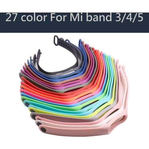 For Xiaomi Mi Band 5 4 Silicone Pink Replacement Wristband Bracelet Watchband For Xiomi Mi Band5 Miband 5 4 Wrist Strap 28 Color