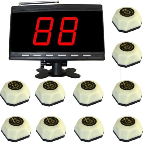 SINGCALL Wireless Waiter Calling System.Paging Button for Coffee Shop. 10 Bells and 1 Display Panel Receiver APE9000