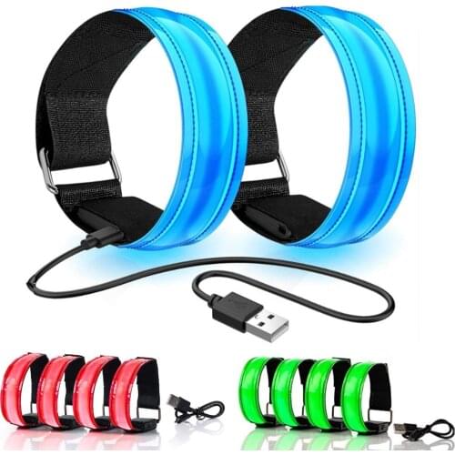 USB Charging LED Luminous Night Running Armband Bracelet Night Reflective Safety Belt Outdoor Sports Luminous Arm Band
