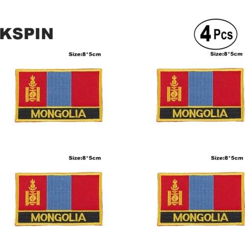 Mongolia Rectangular Shape Flag Iron on Saw on Patches Embroidered Flag Patches National Flag Patches for Clothing