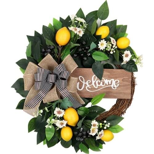 Artificial Lemon Wreath Spring Summer Wreath For Front Door Window Wall Wedding Party Farmhouse Home Decoration