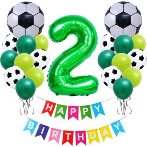 22pcs/set 32inch green 0-9 Number Football Foil Balloons Soccer Globos for Baby Shower Birthday Party decoration supplies
