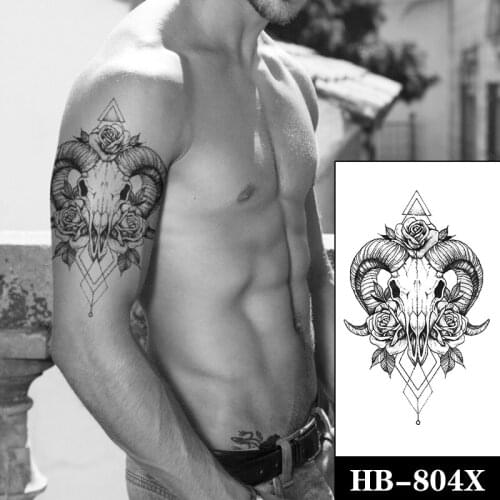 Temporary Tattoo Stickers Sexy Rose Skull Angle Geometric Triangle Fake Tattoos Waterproof Tatoos Arm Large Size for Women Men