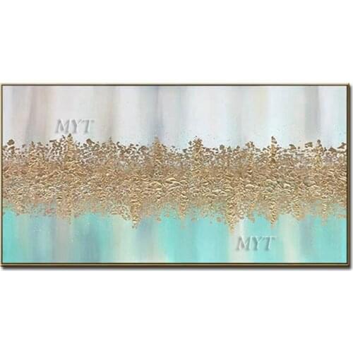 High Quality Oil Paintings Painting In White Gold and Green 100% Handpainted Wall Art Home Decor Picture Modern Frameles