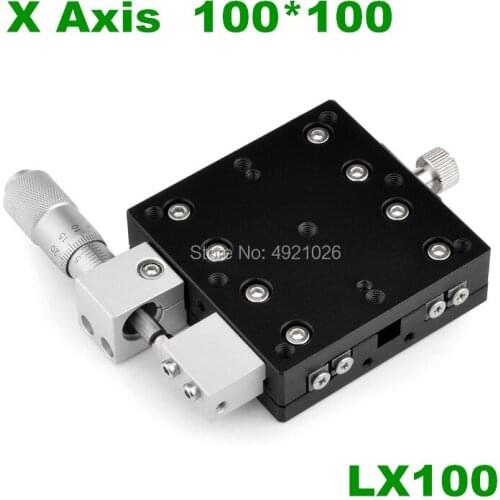 X Axis 100x100 LX100-L LX100-C LX100-R Trimming Platform Manual Linear Stages Bearing Tuning Sliding Table Cross Rail