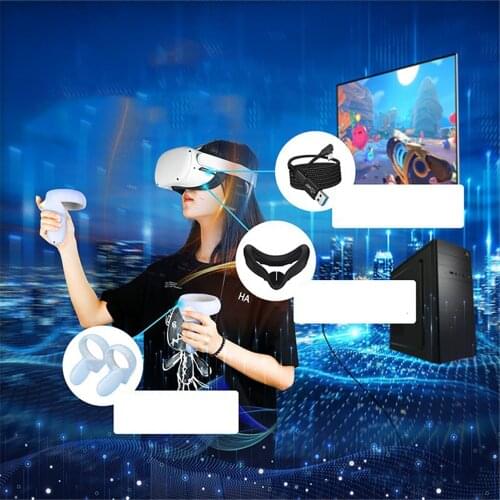 VR Handle protective cove Jacket Eye mask Fast date cable Replacement Parts For Oculus Quest 2 VR Glasses