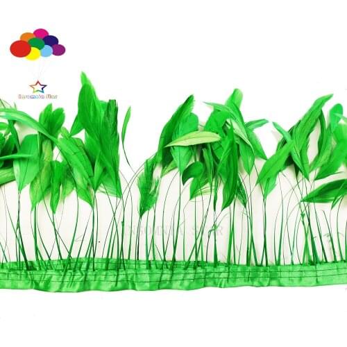 Green 1 Meter Stripped Cocktails Eyelash Feathers Rooster Feathers 15-20cm/6-8 Inch DIY Carnival Feathers for Crafts